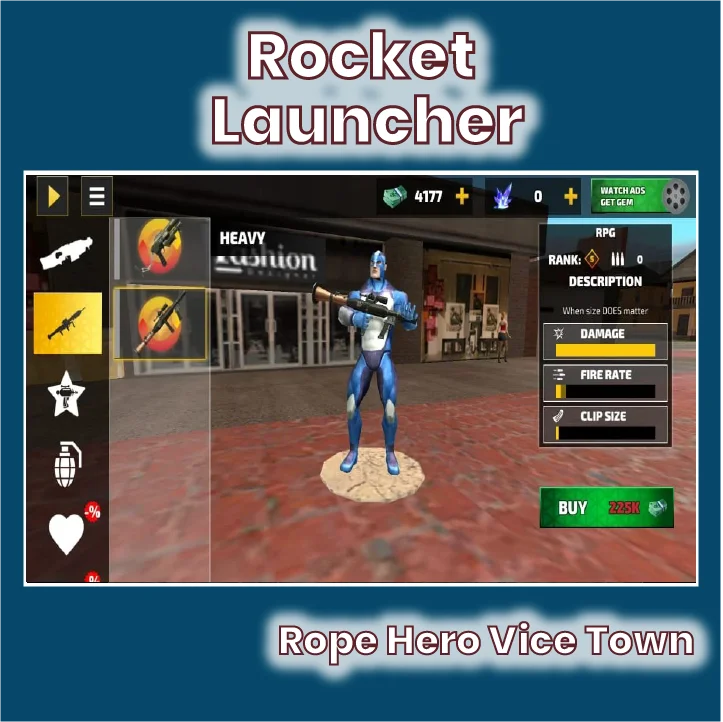 Rocket Launcher in rope hero vice town mod apk