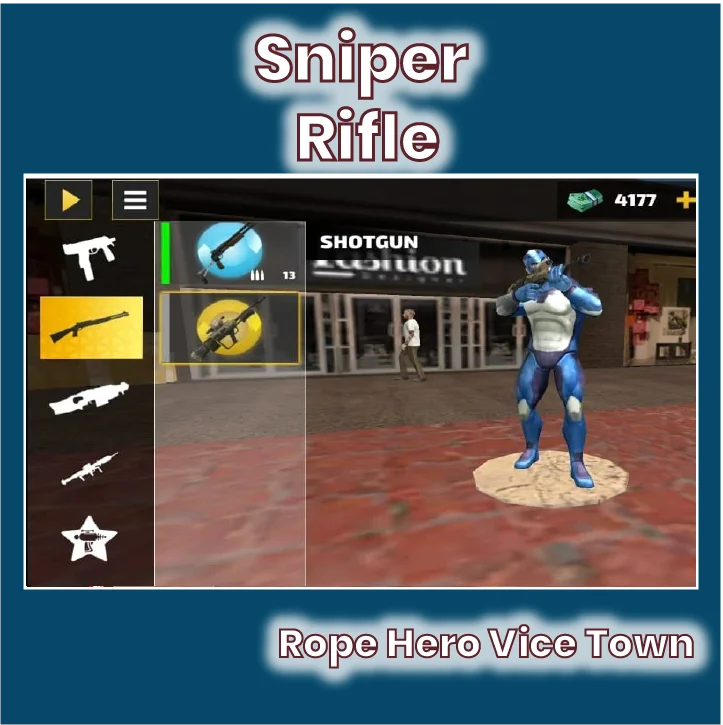 Sniper Rifle in rope hero vice town mod apk